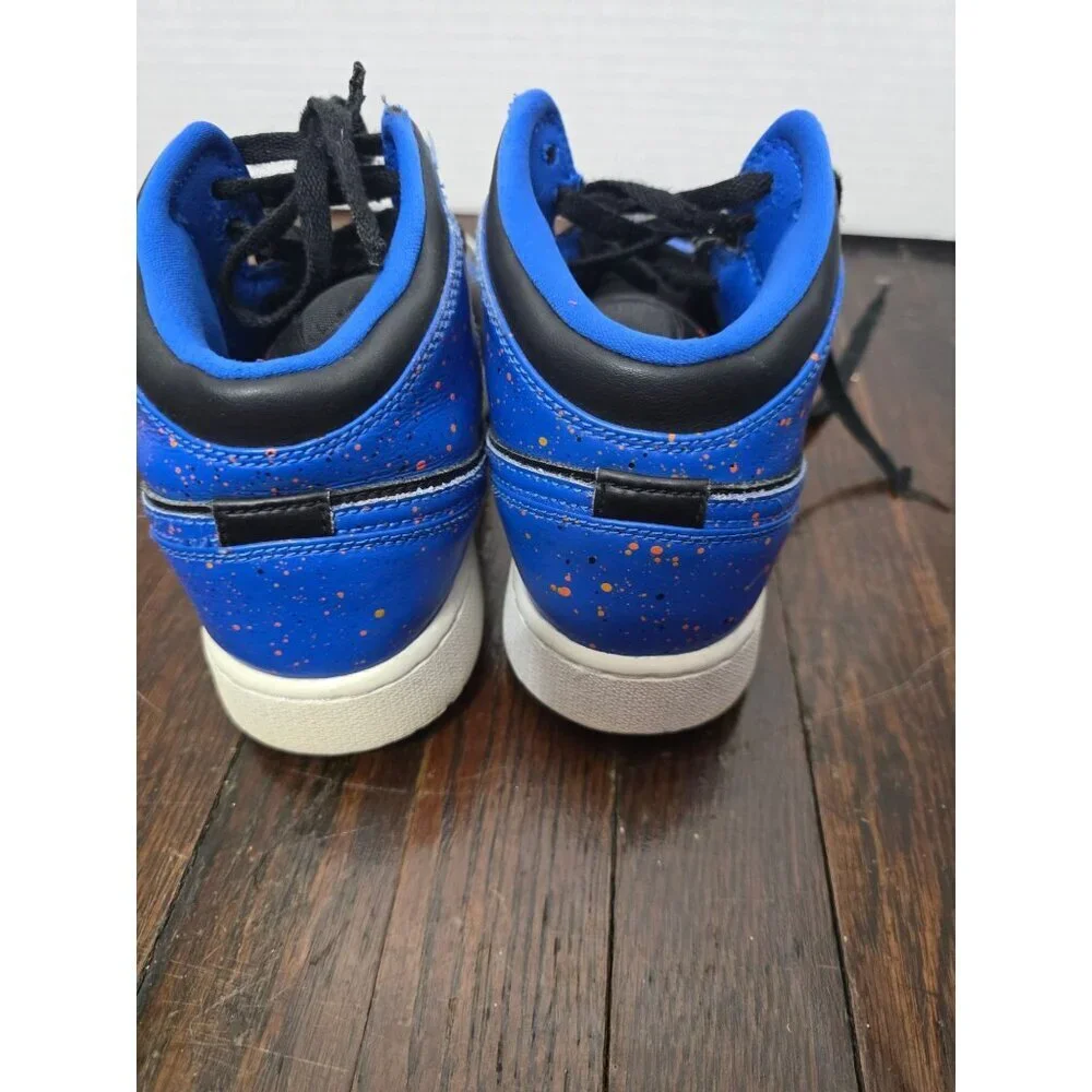 Nike Air Jordan Mid Royal Paint Splatter Sneakers 6Y